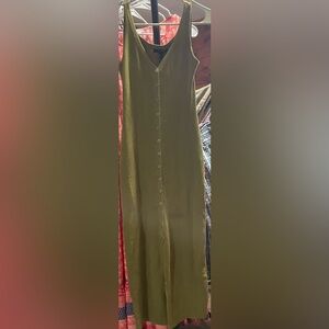 Must Have Forever 21 simple knit olive green button up dress with bottom slit